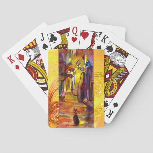 フィレンツェの夜の中世の路地 トランプ (裏面)