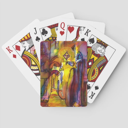 フィレンツェの夜の中世の路地 トランプ (裏面)