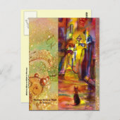 フィレンツェの夜の美しい中世の小路 ポストカード (正面/裏面)