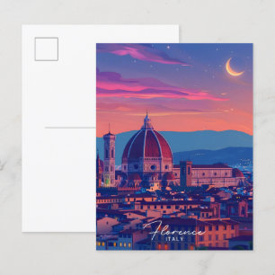 フィレンツェの夜イタリア旅行 ポストカード