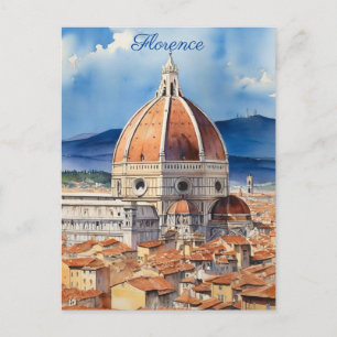 フィレンツェの景色 il Duomo 水彩画 ポストカード