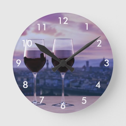 フィレンツェの空に赤ワインの2杯 ラウンド壁時計 (正面)