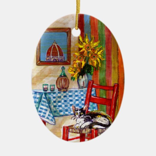 フィレンツェの赤のルビーのイタリアンな台所 セラミックオーナメント (正面)