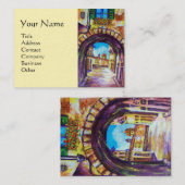 フィレンツェアンティーク路地ビューチャーチチェステッロクリーム 名刺 (正面/裏面)