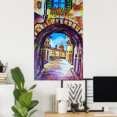 フィレンツェアンティーク路地ビューチャーチチェステッロ ポスター (ホームオフィス)