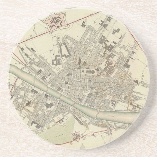 フィレンツェイタリア(1835年)のヴィンテージの地図 コースター (正面)