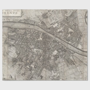 フィレンツェイタリア(1847年)のヴィンテージの地図 ラッピングペーパー