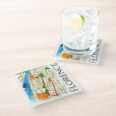 フィレンツェカラフルイタリア手描き通りマップ ガラスコースター (アングル)