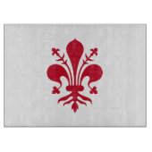 フィレンツェ国旗を掲げたガラス製板 カッティングボード (正面)