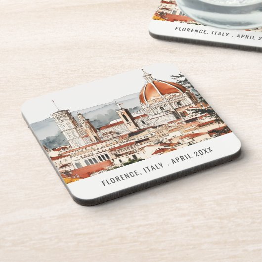 フィレンツェ大聖堂イタリア水彩旅行イタリアン施設 コースター (左側)