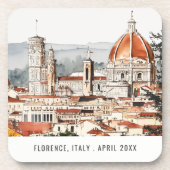 フィレンツェ大聖堂イタリア水彩旅行イタリアン施設 コースター (正面)