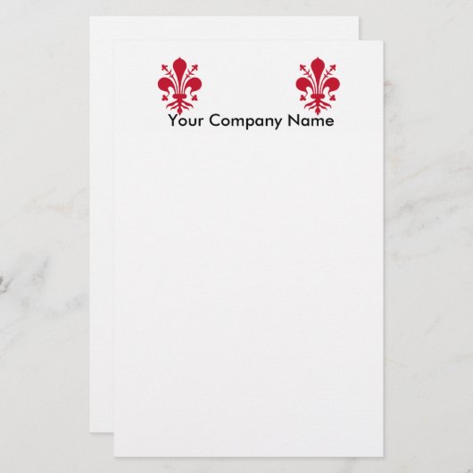 フィレンツェ州旗を持つ文房具，イタリア 便箋 (正面/裏面)