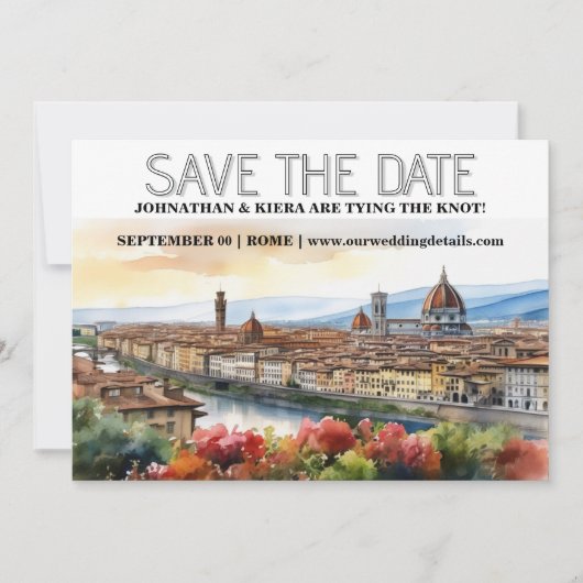 フィレンツェ市のスカイラインの水の色の編集可能な写真 招待状 (正面)