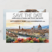 フィレンツェ市のスカイラインの水の色の編集可能な写真 招待状 (正面/裏面)