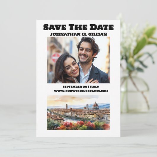 フィレンツェ結婚の目的地のカップルの写真イタリア セーブザデート (スタンド正面)