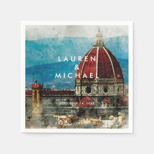 フィレンツェ結婚イタリア風光明媚な夏のナプキン スタンダードカクテルナプキン (正面)