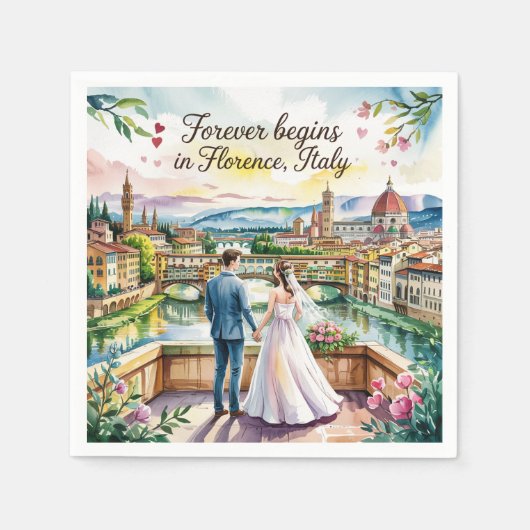 フィレンツェ結婚イタリア スタンダードカクテルナプキン (正面)