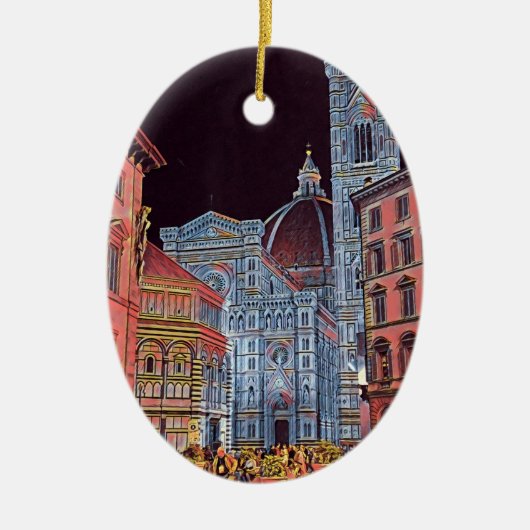 フィレンツェ芸術的イタリア通りシーンwithドゥオーモ セラミックオーナメント (正面)