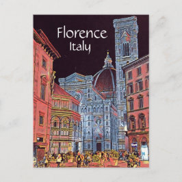 フィレンツェ芸術的イタリア通りシーンwithドゥオーモ ポストカード