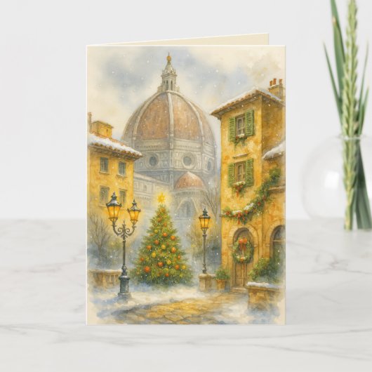 フィレンツェ イタリアのクリスマス 水彩 キャンバス カード (正面)