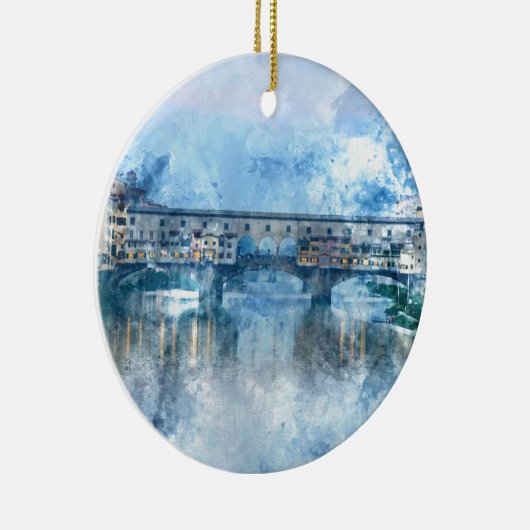 フィレンツェ、イタリアのRiver ArnoのPonte Vecchio セラミックオーナメント (右)