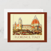 フィレンツェ、イタリアレトロ旅行ポスター ポストカード (正面/裏面)