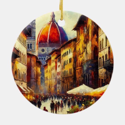 フィレンツェ、イタリア通り絵を描with Duomo's セラミックオーナメント (裏面)