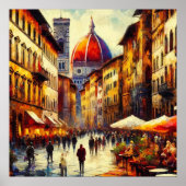 フィレンツェ、イタリア通り絵を描with Duomo's ポスター (正面)