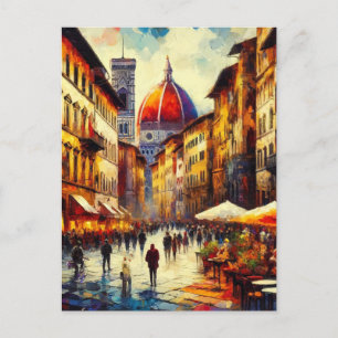 フィレンツェ、イタリア通り絵を描with Duomo's ポストカード