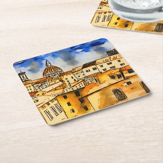 フィレンツェ・イタリア  スクエアペーパーコースター (アングル)