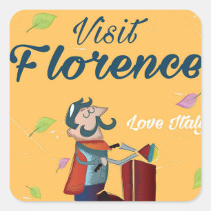 フィレンツェ イタリア スクーター 旅行 ポスター スクエアシール