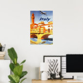 フィレンツェ イタリア ポンテヴェッキオ橋 ヴィンテージ旅行 ポスター (ホームオフィス)