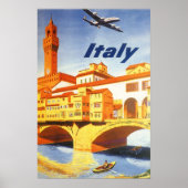 フィレンツェ イタリア ポンテヴェッキオ橋 ヴィンテージ旅行 ポスター (正面)