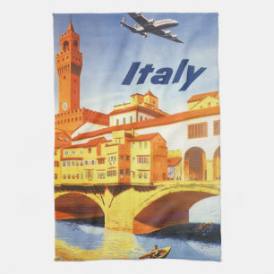 フィレンツェ イタリア ポンテ ヴェッキオ 橋 ヴィンテージ トラベル キッチンタオル