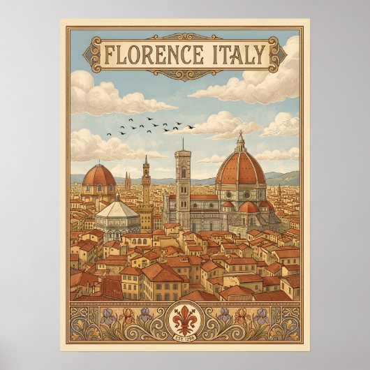 フィレンツェ イタリア ヴィンテージ旅行 ポスター (正面)