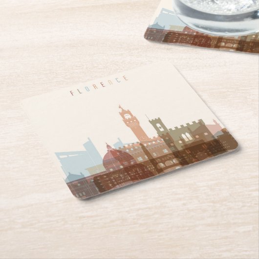 フィレンツェ、イタリア|都市スカイライン スクエアペーパーコースター (アングル)