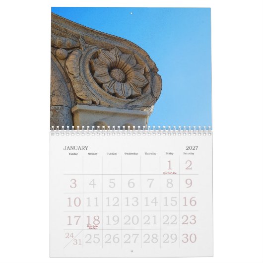 フィレンツェ カレンダー (1月 2027)