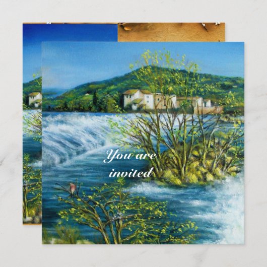 フィレンツェ・トスカーナのアルノ川のパーチメント招待状 招待状 (正面/裏面)