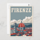 フィレンツェ – ドゥオモのヴィンテージ旅行を垣間見る ポストカード (正面/裏面)