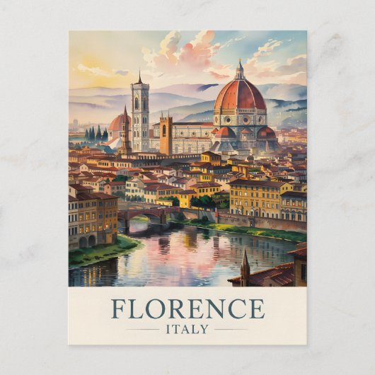 フィレンツェ ドゥオモ大聖堂 水彩 イタリア 旅行 ポストカード (正面)