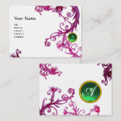 フィレンツェ・バロック・モノグラム・ジェム・グリーン・リネン 名刺 (正面/裏面)