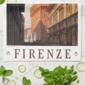 フィレンツェ、フィレンツェ、パラッツォヴェッキオ、ヴィンテージイタリア キッチンタオル (折り畳み)