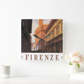 フィレンツェ、フィレンツェ、パラッツォヴェッキオ、ヴィンテージイタリア スクエア壁時計 (ホーム)