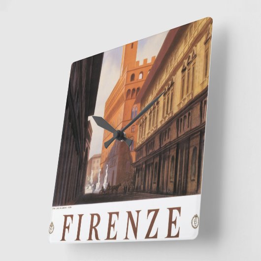 フィレンツェ、フィレンツェ、パラッツォヴェッキオ、ヴィンテージイタリア スクエア壁時計 (傾斜)
