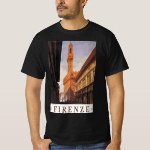 フィレンツェ、フローレンス、パラッツォ・ヴェッキオ、ヴィンテージイタリア Tシャツ