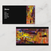 フィレンツェ・ブラックの夜の中世の路地 名刺 (正面/裏面)