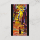 フィレンツェ・ブラックの夜の中世の路地 名刺 (裏面)