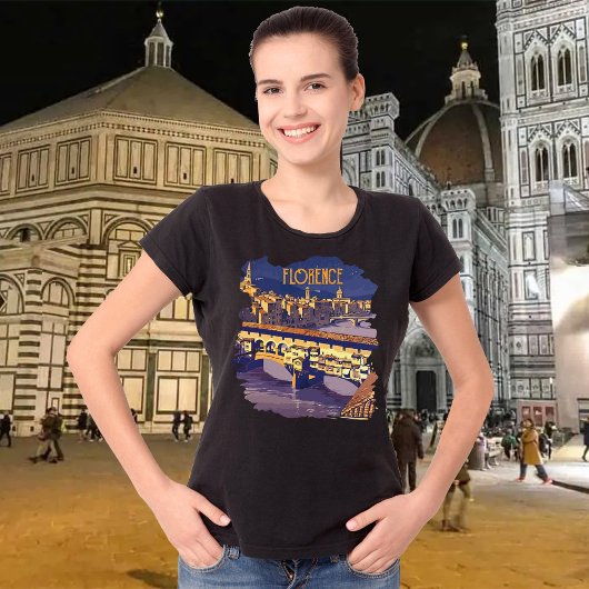 フィレンツェ ポンテベッキオ 夜の旅 Tシャツ