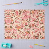 フィレンツェ ルネサンス ピンクの花の渦巻き 花 薄葉紙 (クラフト)