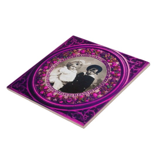 フィレンツェ ルネサンス フルーツ ピンク フラワーロン タイル (側面)